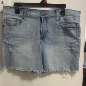 Light Wash Distressed Denim Jean Shorts - Women's